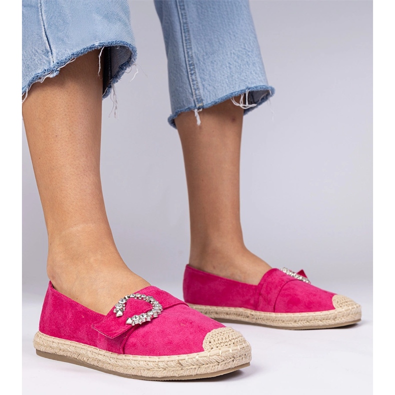 Rosa espadrilles dekorerade med zirkoner 1