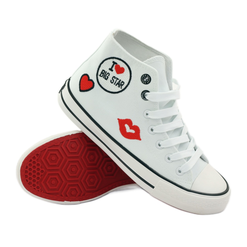 Big star 274017 bundna sneakers vit röd 3