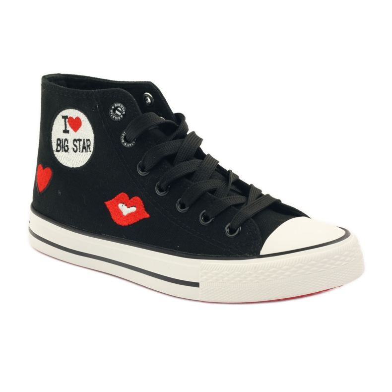 Big star 274014 bundna sneakers vit svart röd 1