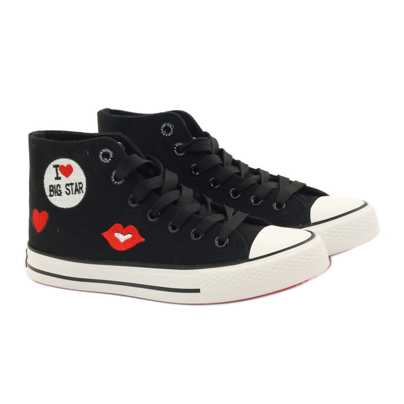 Big star 274014 bundna sneakers vit svart röd 4