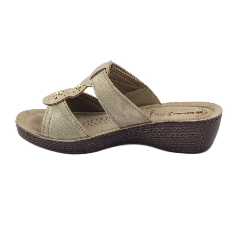 Guld Inblu GL086 tofflor med kardborreband brun 2