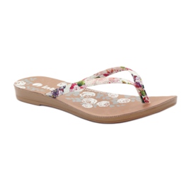 Flipflops blommor INBLU IR01 rosa gul grön violett 1
