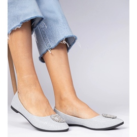 Silver kvinnors glitter ballerinas med zirkoner 2