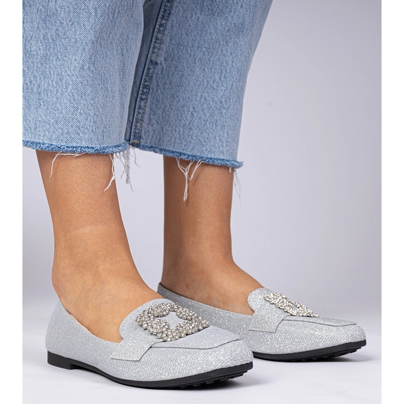 Silver Glitter Loafers med zirkoner 1
