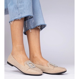 Champagne glitter loafers med zirkoner gyllene 2
