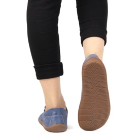 Olivier Kvinnors minimalistiska läderskor barfota 1244 perforerad marinblå 2