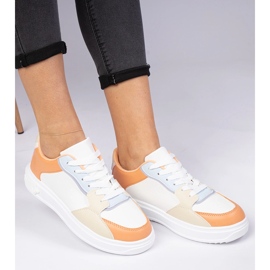 White-Orange Sports Sneakers från Eco-Leather vit 1