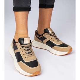 Svarta kvinnors sneakers med glitter med ett djurmönster 2