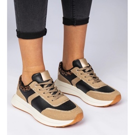 Svarta kvinnors sneakers med glitter med ett djurmönster 3
