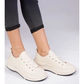 Beige kvinnors material sneakers 1