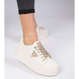 Beige sneakers sneakers med gyllene zirkoner 3