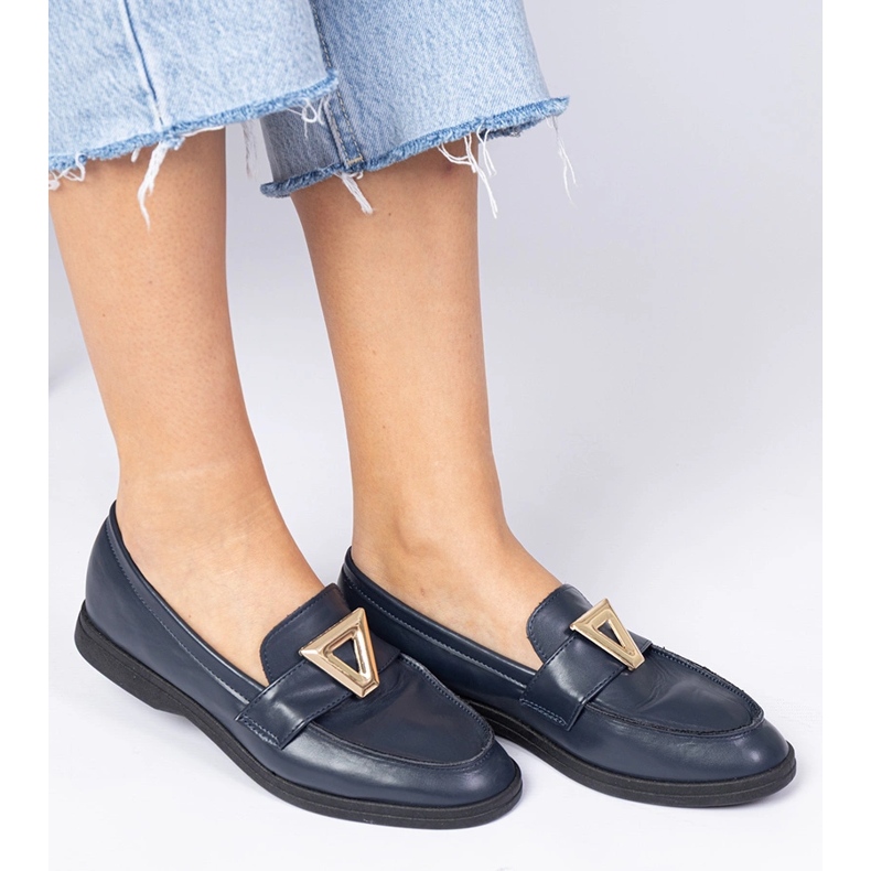 Marinens kvinnors loafers med en elegant dekoration blå 2