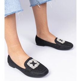Svarta glitter loafers med zirkoner 1