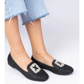 Svarta glitter loafers med zirkoner 2
