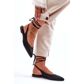 Kvinnors ballerinor dekorerade med svarta strassar 2