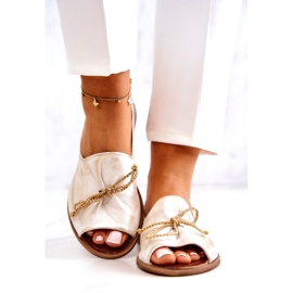 Kvinnors läderballerinas zazoo 2660/004 Vit och guld 3