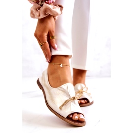 Kvinnors läderballerinas zazoo 2660/004 Vit och guld 1