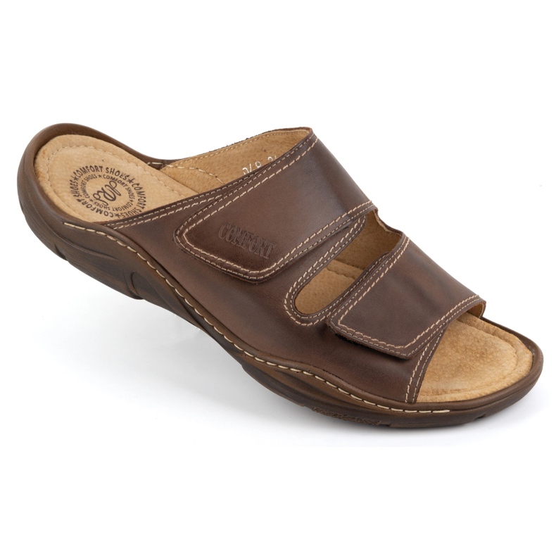 Olivier Klassiska mäns läderflip flops 0048 Brown brun 1