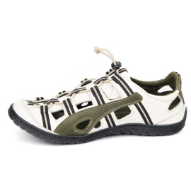 Olivier Herrläder läder cykelskor 262 kz vit med grönt 1