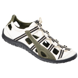 Olivier Herrläder läder cykelskor 262 kz vit med grönt 2