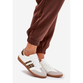 Låga kvinnors sneakers med Eco Leather White Leopard Print vit 1