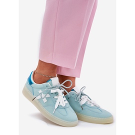 Låga kvinnors sportskor med mynta leopardtryck blå 1