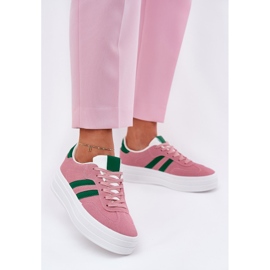 Snygga kvinnors sneakers på plattformen rosa 2