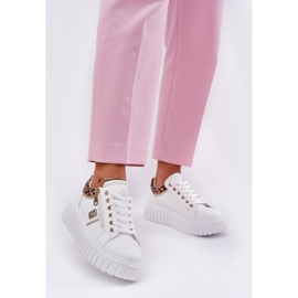 Kvinnors sportskor på plattform med Eco Leather Leopard Leopard Print vit 2