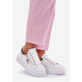 Kvinnors sportskor på plattform med Eco Leather Leopard Leopard Print vit 1