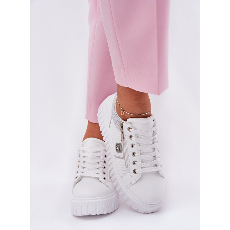 Kvinnors sportskor på plattformen med Eco Leather White vit 2