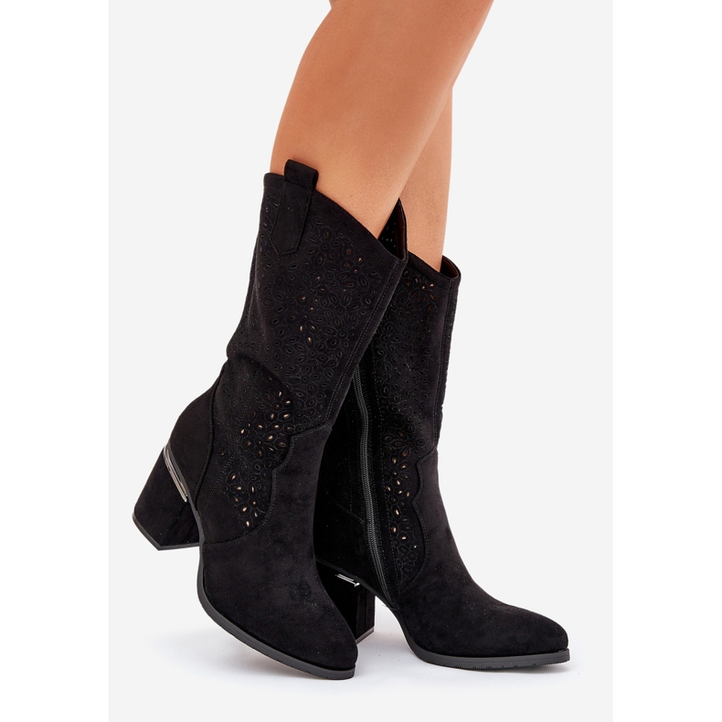 S.Barski OpenWork Boots Half-Calf Cowboy S. Barski HY51-238 Svart 1