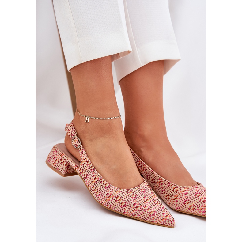 Kvinnors flätade sandaler med en delikat multikolor med hög häl mångfärgad 1