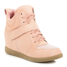 Bekväma wedge sneakers rosa 1