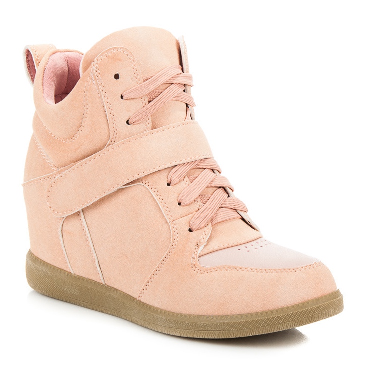 Bekväma wedge sneakers rosa 1