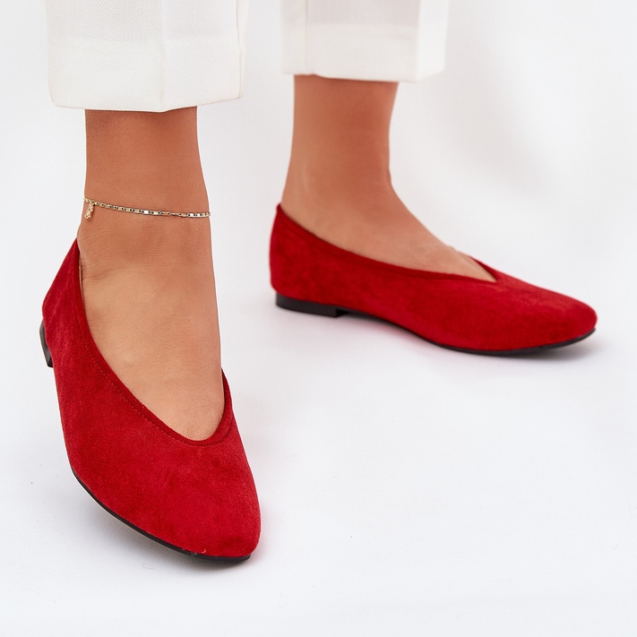 Klassiska ballerinor med Eco Suede Red röd 2