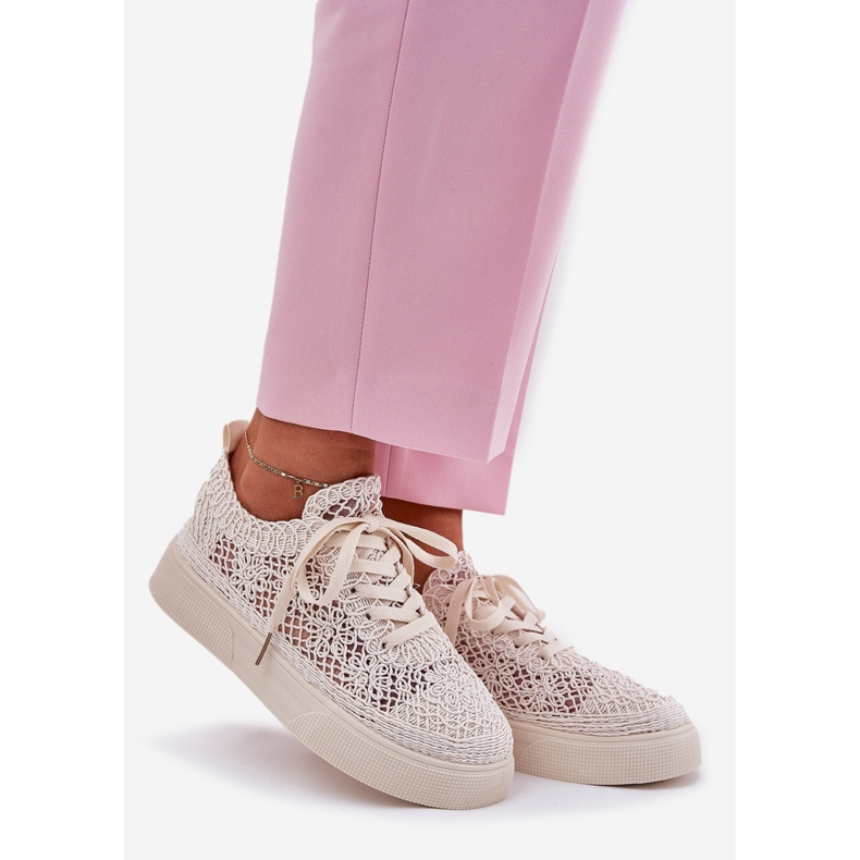 Blaci kvinnors sneakers på plattformsljuset beige 1