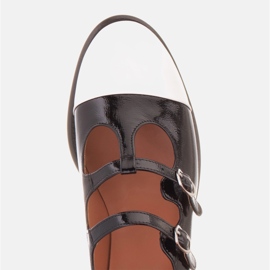 Marco Shoes Målade kvinnors ballerinor med en vit tå svart 1