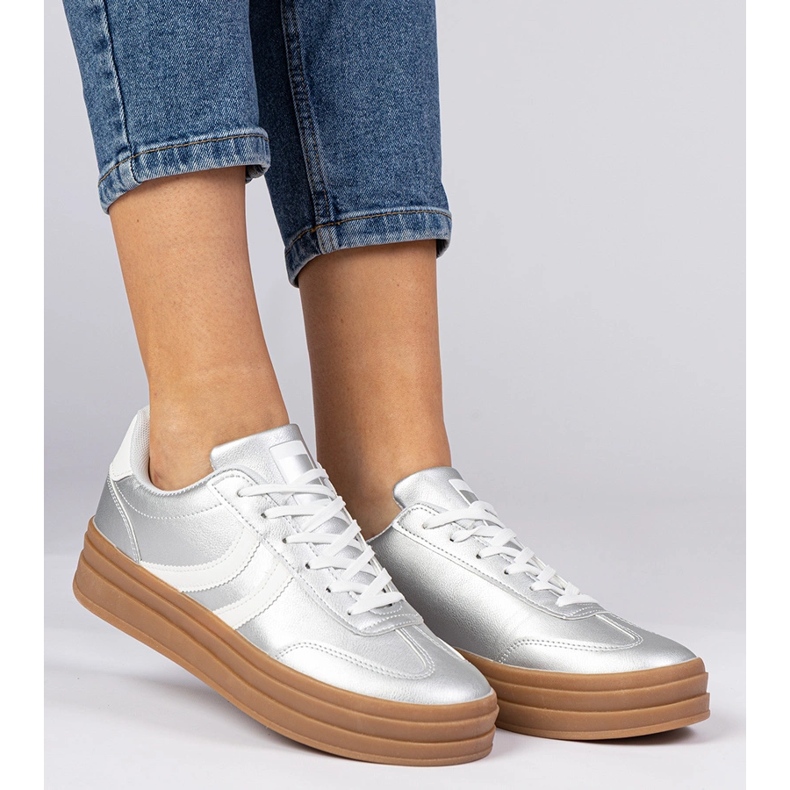 Silver Sneakers kvinnors sportsneakers på plattformen silver- 1
