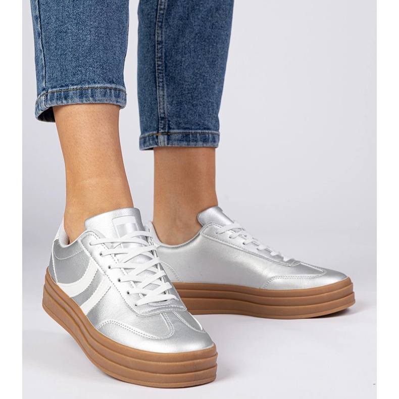 Silver Sneakers kvinnors sportsneakers på plattformen silver- 2