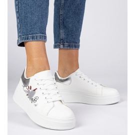 Vita och silver sneakers kvinnors sportsneakers med tryck 3