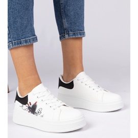 Vita och vita sneakers kvinnors sportsneakers med tryck 1