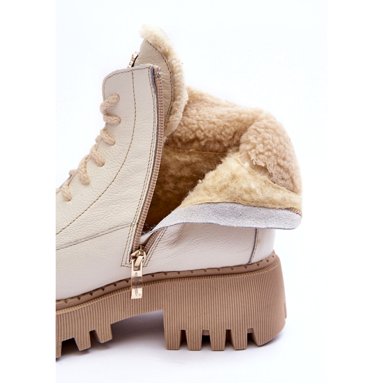 Kvinnor läder läder stövlar grädde stövlar lemar vit 2