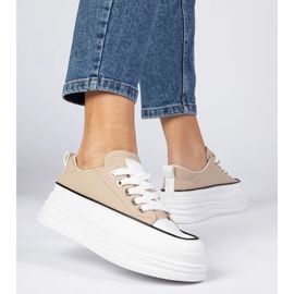 Beige kvinnors sneakers på en hög sula 3