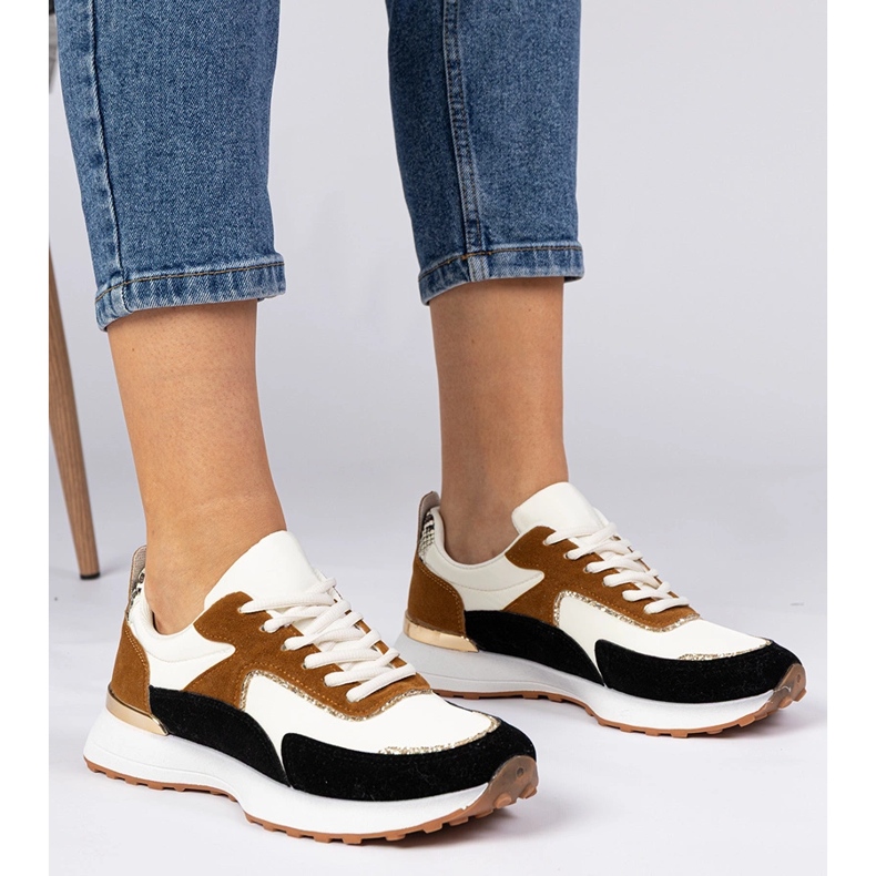 Kvinnors vita och vita sneakers med glitter 1