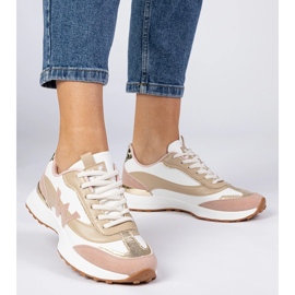 Vita och rosa kvinnors sneakers med ett leopardtillbehör 3