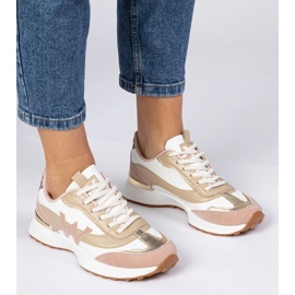 Vita och rosa kvinnors sneakers med ett leopardtillbehör 4