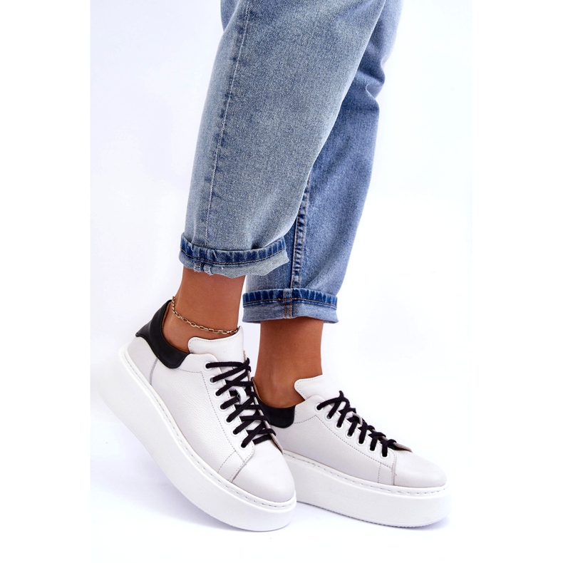 Lemar Sportskor för kvinnor läder på den vita plattformen 1