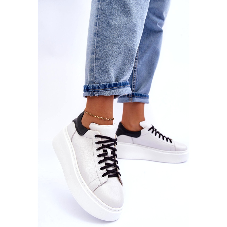 Lemar Sportskor för kvinnor läder på den vita plattformen 2