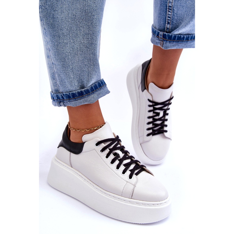 Lemar Sportskor för kvinnor läder på den vita plattformen 3