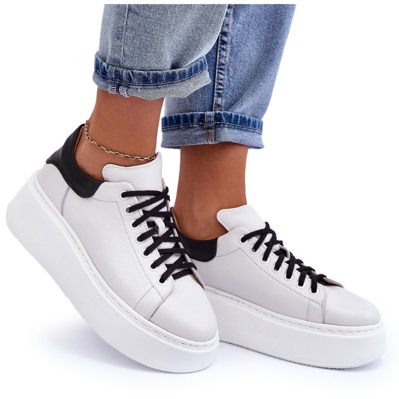 Lemar Sportskor för kvinnor läder på den vita plattformen 5